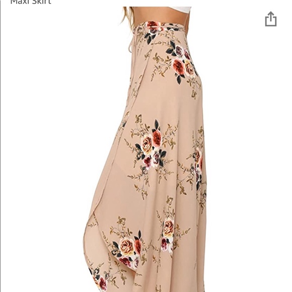 Boho Floral Tie Up Waist Summer Beach Maxi Skirt - Picture 5 of 5